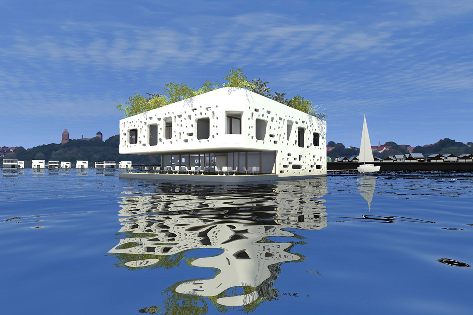 schwimmendes restaurant luxus wasser see floating restaurant